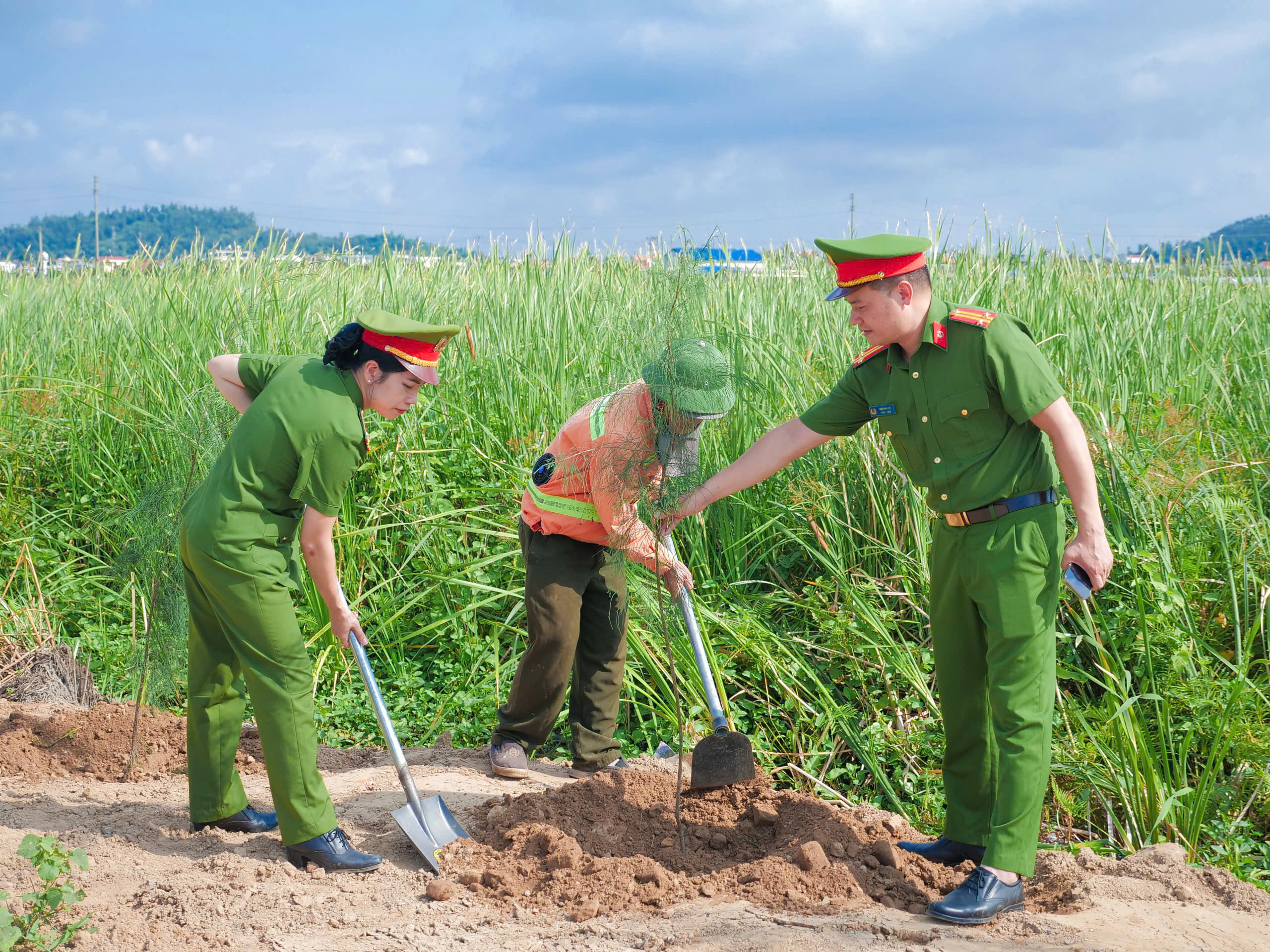 Phòng Cảnh sát kinh tế: Trồng hơn 40 cây xanh tại khu vực làng nghề Tràng Minh